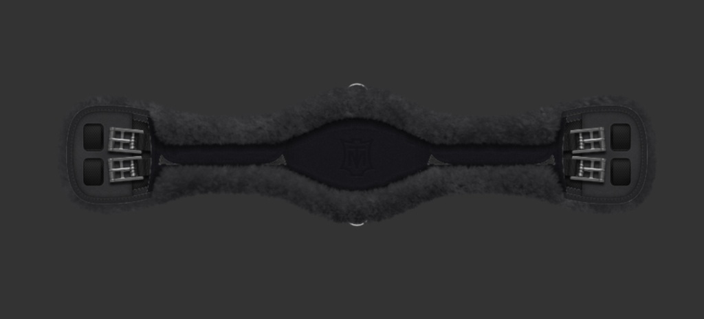 Mattes short girth SLIM-LINE leather sheepskin