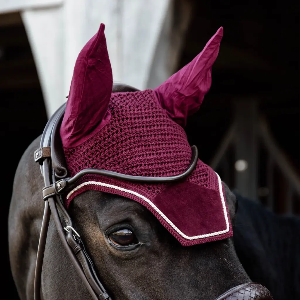 Fly Veil M Burgundy with silver & green