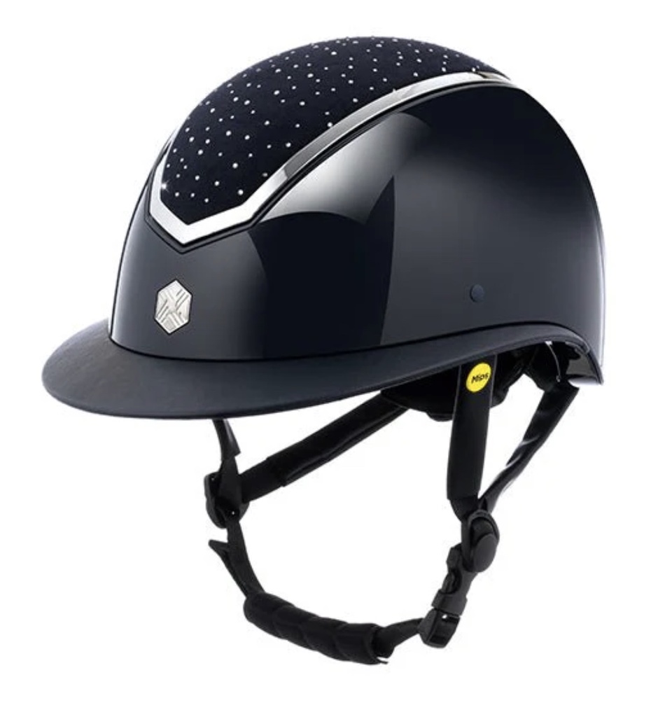 Navy Gloss/Silver Kylo crystal wide peak. SIZE Large 