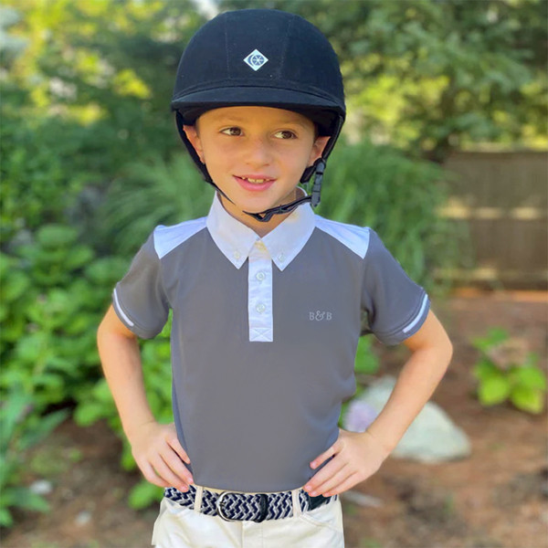B&B Boys White/Grey Competition Polo s/s