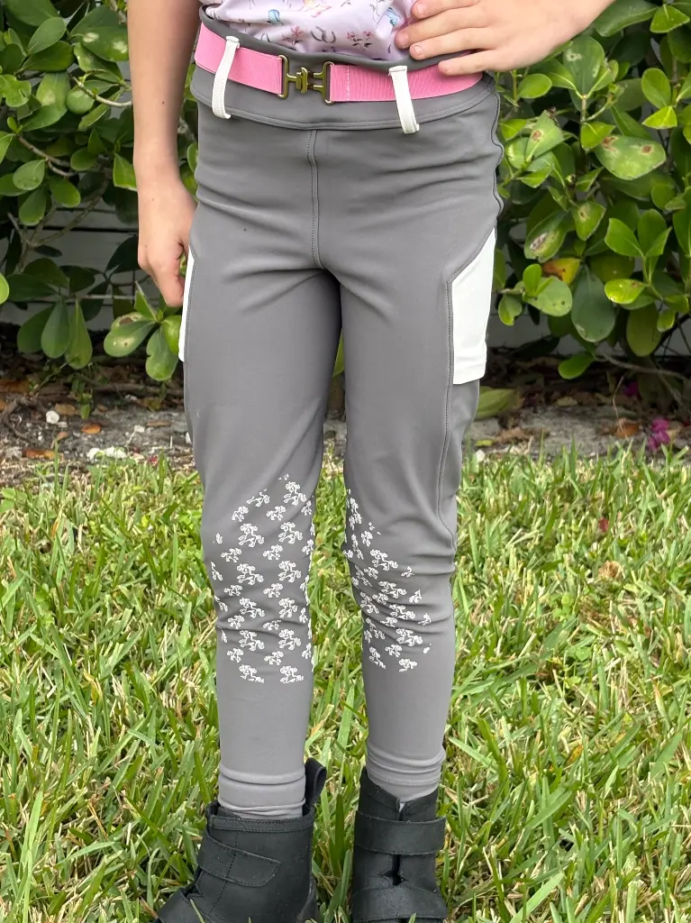 B&B Girls Grey/Pink Riding Tights