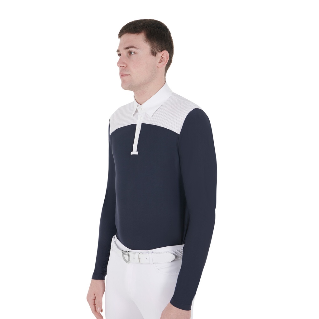Equestro Men's Competition LS white/navy