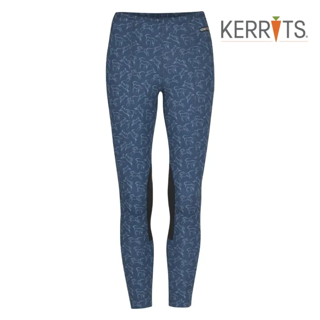 Kerrits: KIDS KNEE PATCH PERFORMANCE TIGHT - Admiral Winter Whinnies