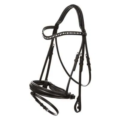 [4055114035499] "Antonia" Weymouth bridle black PATENT LEATHER w/black lining. Cob size