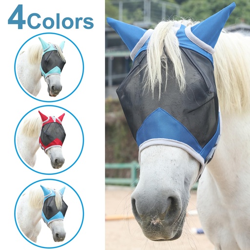 75% UV Fly Mask Silver/Royal Blue