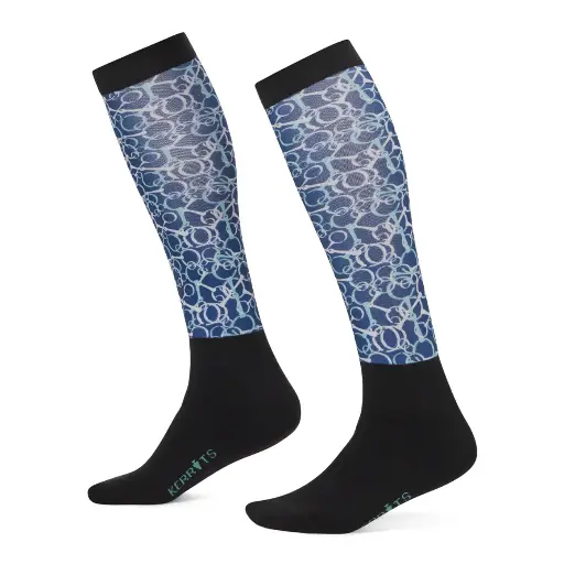 [840263370294] Kerrits: KIDS DUAL ZONE BOOT SOCKS - Lapis Snaffle Symphony 