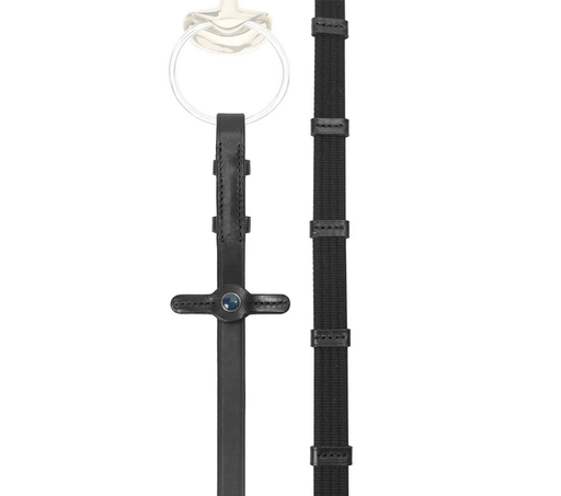 [7630001589285] Stübben web reins w leather stops – BLACK. SIZE CS/FS (55"·140cm) 