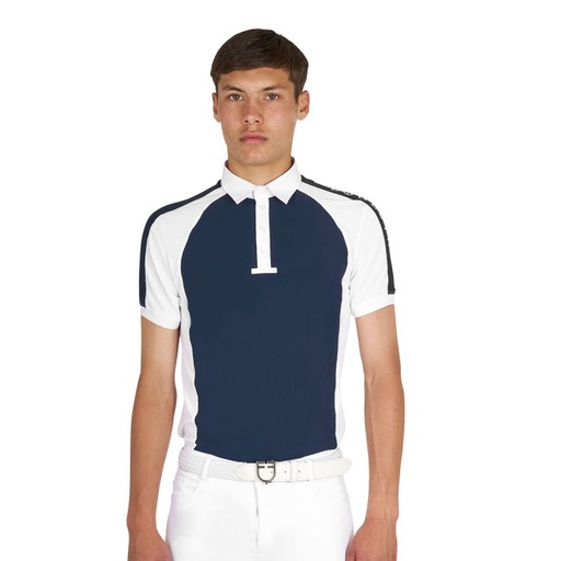 Camisa de Competencia Equestro manga corta (azul marino/blanco)