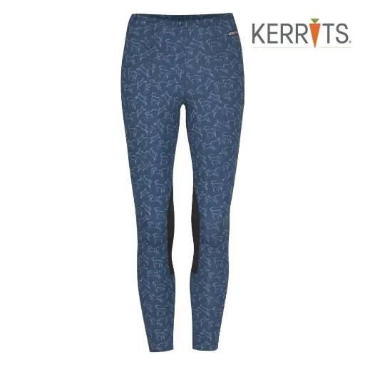 Kerrits: KIDS KNEE PATCH PERFORMANCE TIGHT - Admiral Winter Whinnies